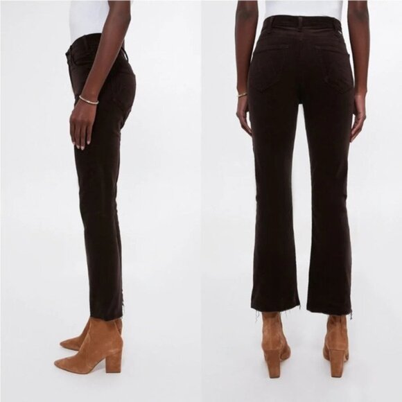 MOTHER Mole Corduroy The Hustler Ankle Fray Brown Retro Flare Crop Pant 28 - Picture 2 of 12